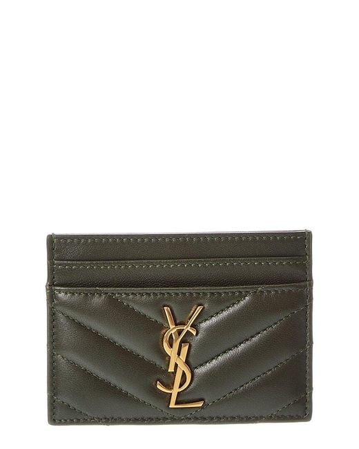 Saint Laurent Gray Monogram Matelasse Leather Card Holder