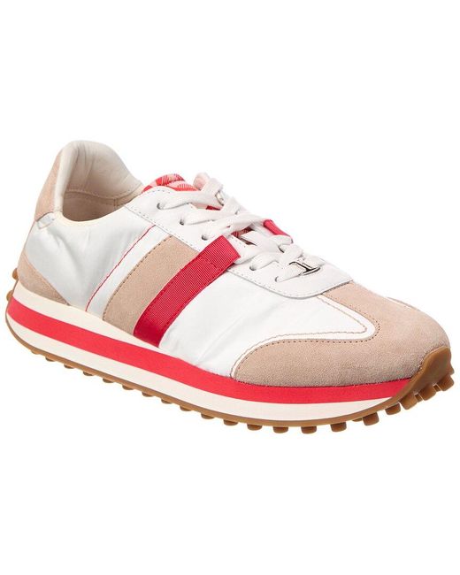 Ferragamo Pink Iulia Nylon & Suede Sneaker