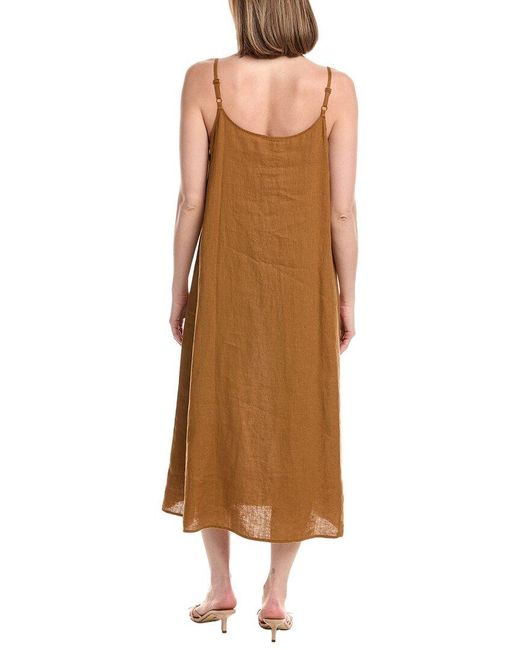 Eileen Fisher Brown Flare Linen Cami Dress