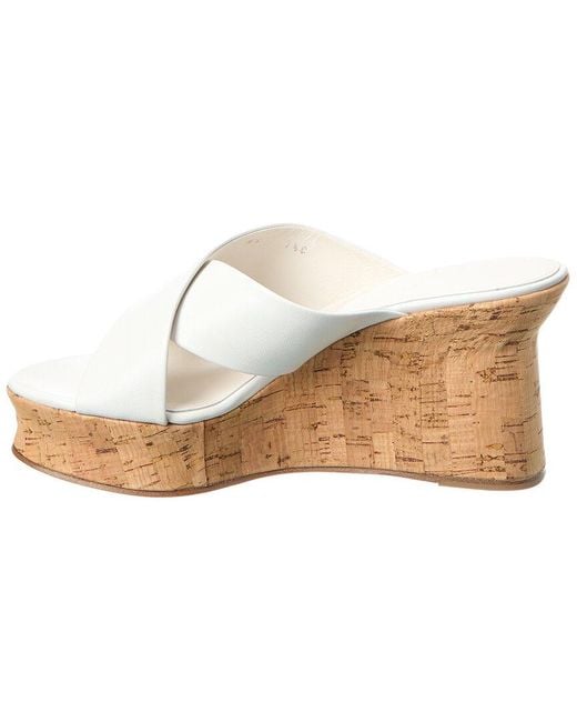 Ferragamo White Leather Wedge Sandal