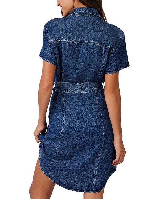 Bella Dahl Blue Short Sleeve Seamed Shirt Dress