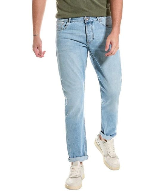 Brunello Cucinelli Blue Traditional Fit Trouser for men