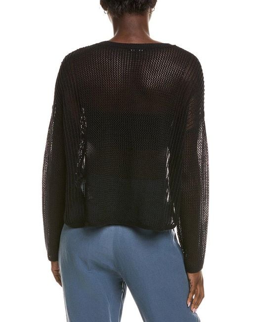 Eileen Fisher Black Crewneck Linen-Blend Sweater
