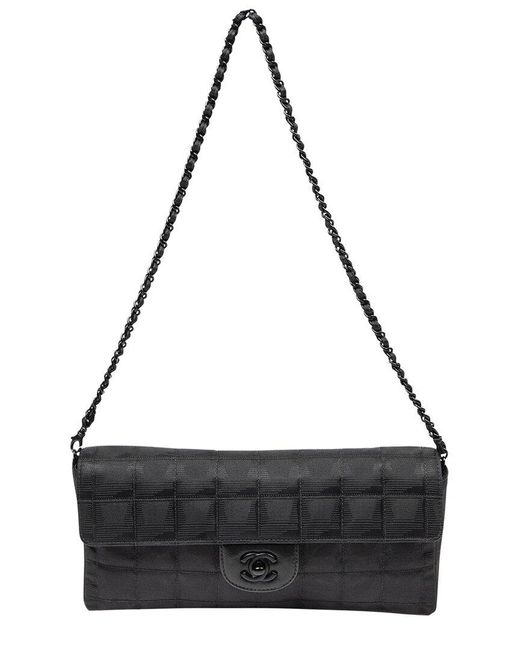 Chanel Black Limited Edition Nylon Canvas Travel Ligne East West Single Flap Bag (Authentic Pre-Owned)