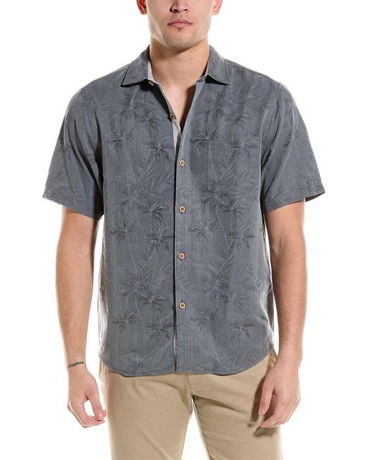 Tommy Bahama Gray Coconut Point Palm Vista Camp Shirt for men