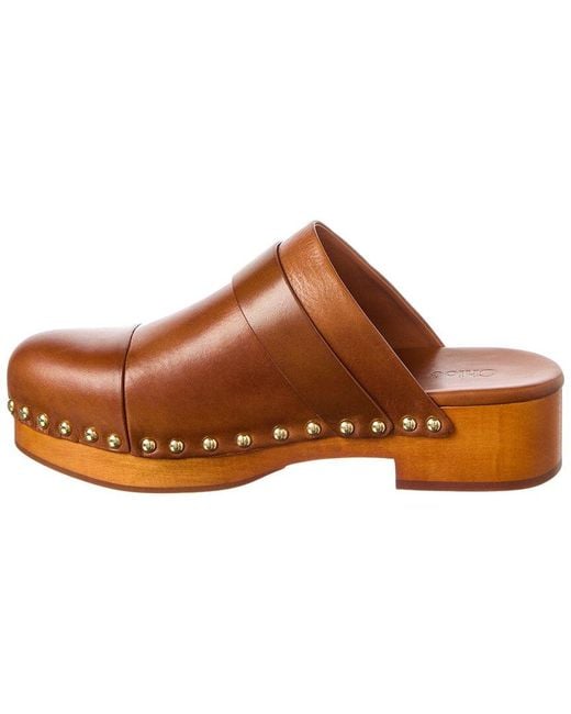 Chloé Brown Jeannette Leather Clog