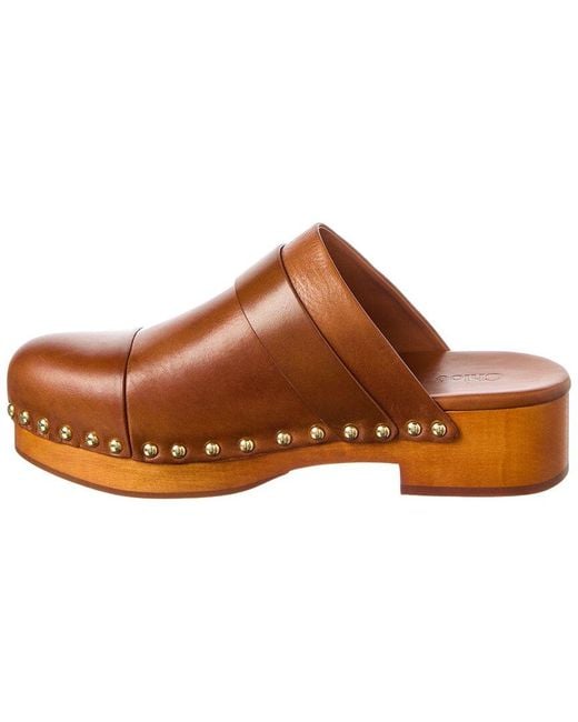Chloé Brown Jeannette Leather Clog