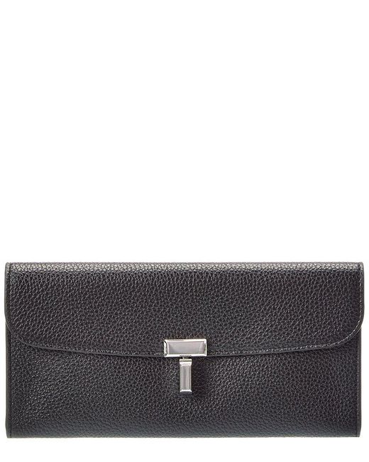 Totême Gray T-Lock Leather Continental Wallet