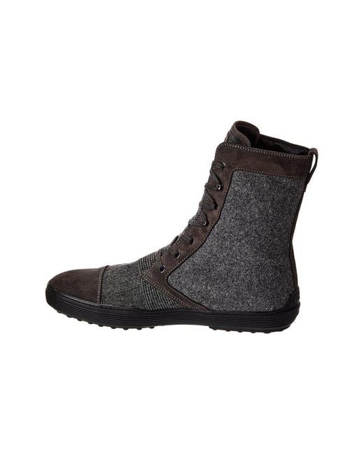 Tod's Black Flannel & Suede Boot for men