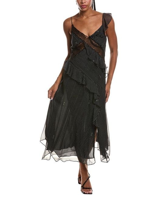 Diane von Furstenberg Black Sloane Silk Midi Dress