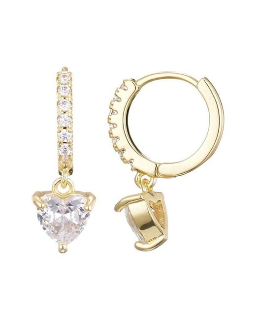 Adornia Metallic 14K Plated Cz Heart-Shaped Huggie Hoop Earrings