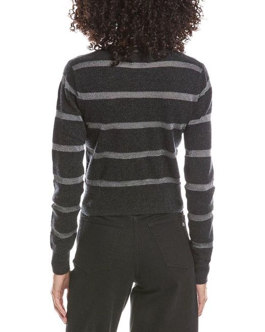 Brodie Cashmere Gray Simone Stripe Cashmere-Blend Cashmere Cardigan