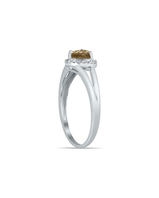 Gem Spark White 14K 0.51 Ct. Tw. Diamond & Smoky Quartz Ring