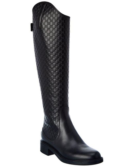 Gucci Black Ssima Leather Knee-high Boot
