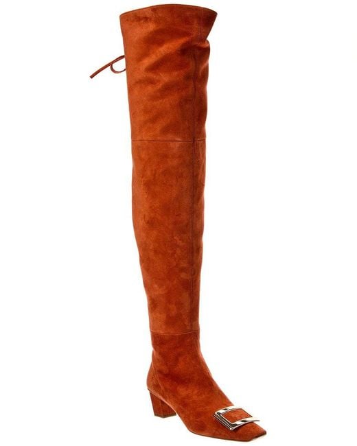 Roger Vivier Brown Suede Thigh-High Boot