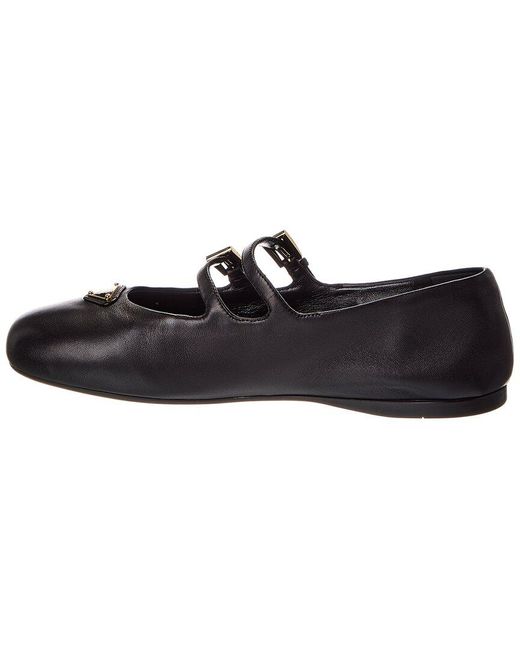 Prada Black Leather Ballerina Flat