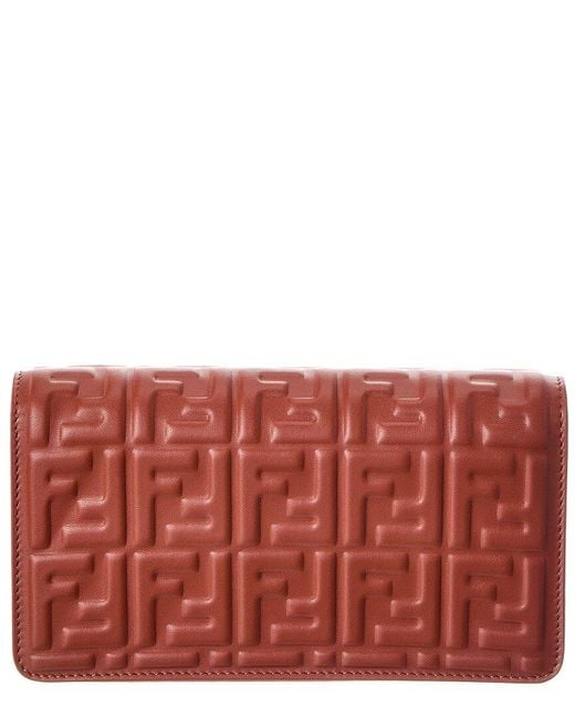 Fendi Natural Baguette Ff Leather Wallet On Chain