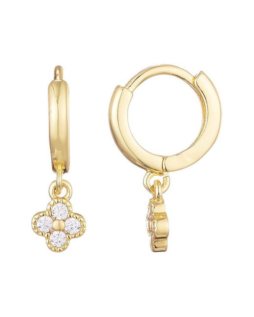 Adornia Metallic 14K Plated Cz Extra Mini Clover Dangle Huggie Earrings
