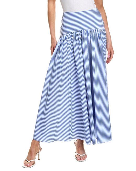 Rowing Blazers Blue Cotton Poplin Pinstripe Skirt