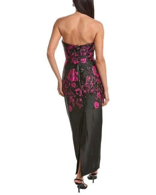 MILLY Red Orion Floral Midi Dress