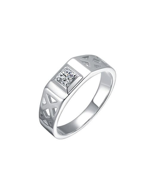 Genevive Jewelry White Rachel Glauber Plated Cz Statement Ring for men