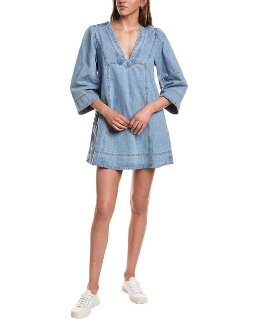 Free People Blue Goldie Balloon Sleeve Mini Dress