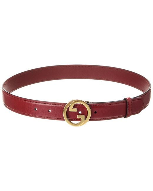 Gucci Red Gg Blondie Leather Belt