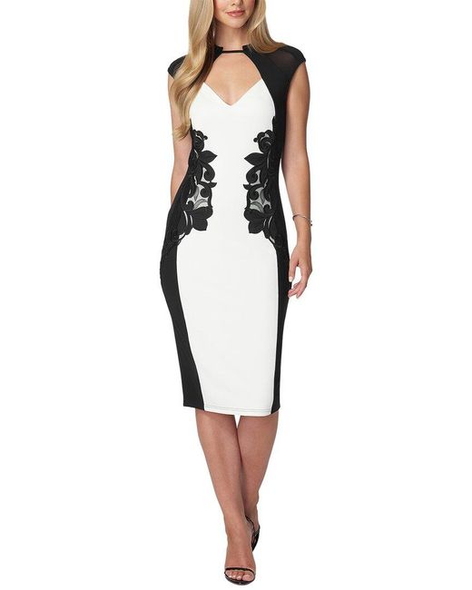 Bebe White Applique Pencil Dress
