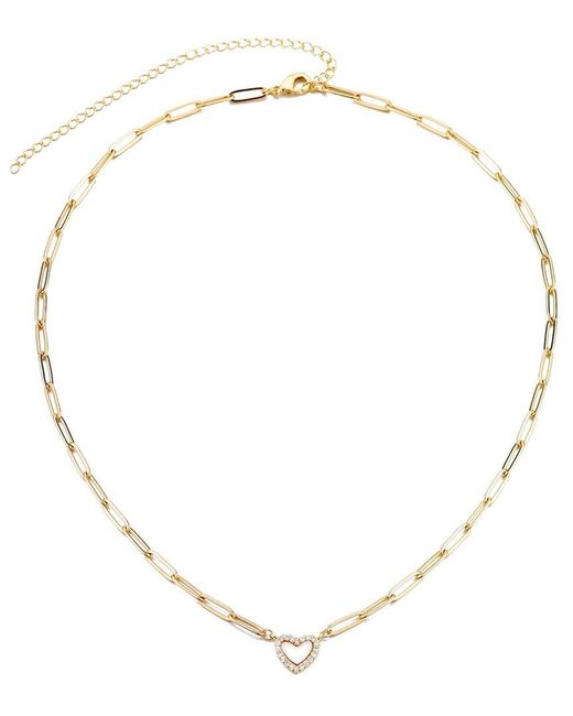 Adornia Natural 14K Plated Mother Of Pearl Cz Mini Heart Chain Necklace