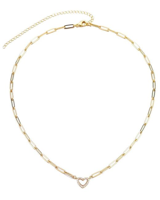 Adornia Natural 14K Plated Mother Of Pearl Cz Mini Heart Chain Necklace