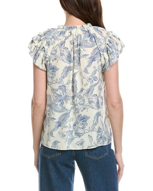 Philosophy Blue Flutter Print Blouse
