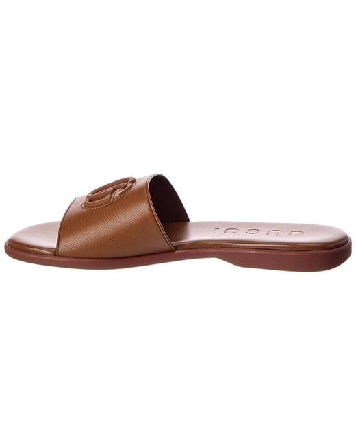 Gucci Brown Double G Leather Sandal