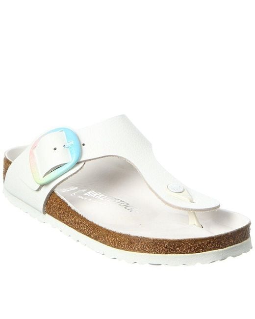 Birkenstock White Gizeh Big Buckle Leather Sandal