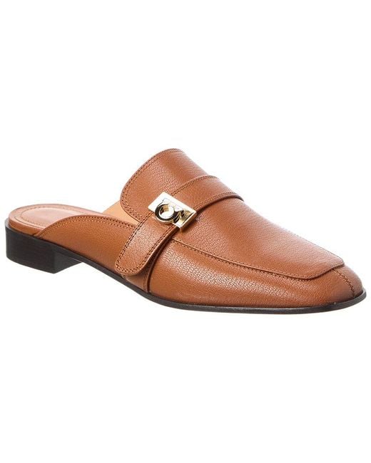 Ferragamo Brown Hug Buckle Leather Mule