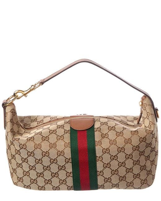 Gucci Brown Ophidia Medium Canvas & Leather Cosmetic Cas