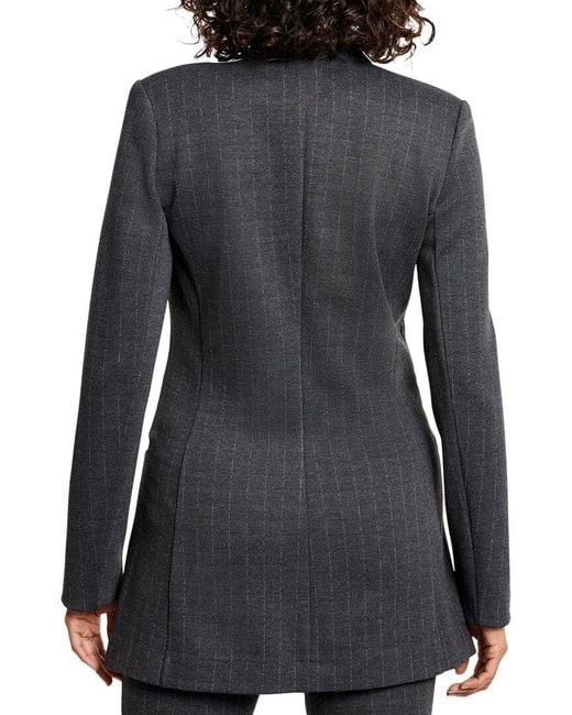 NIC+ZOE Black Petite Pinstripe Ponte Zip Jacket