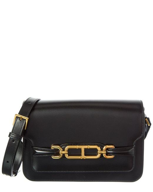Tom Ford Black Logo Small Leather Shoulder Bag