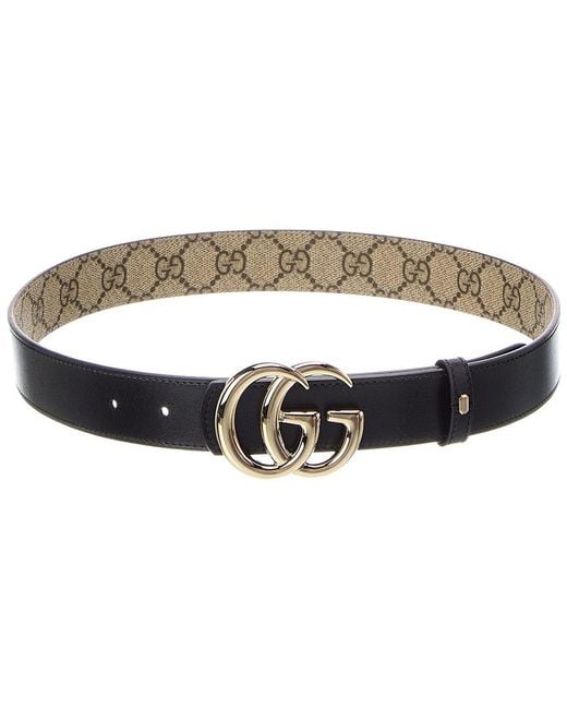 Gucci Black Gg Marmont Reversible Canvas & Leather Belt