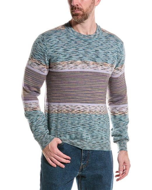 M Missoni Blue Wool Crewneck Sweater for men