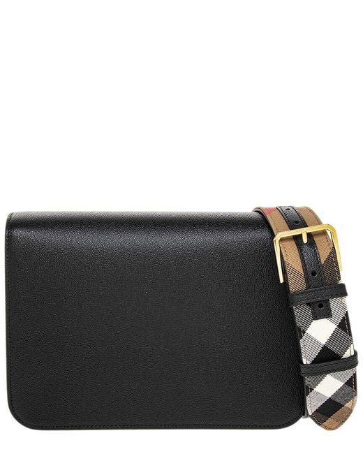 Burberry Black Mackford House Check Canvas & Leather Bag