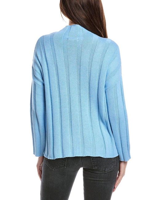 Forte Blue Rib Funnel Neck Sweater