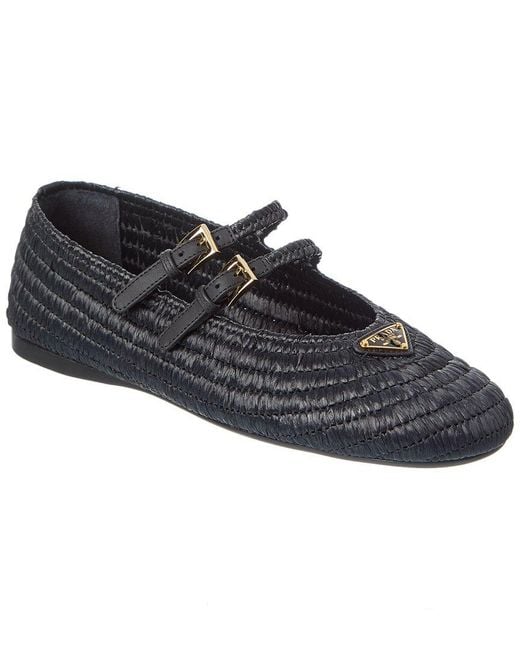 Prada Black Logo Crochet Ballerina Flat