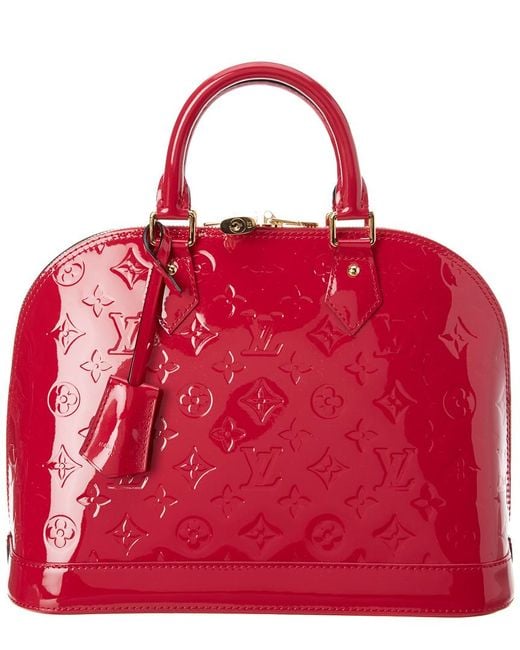 Louis Vuitton Hot Pink Monogram Vernis Leather Alma Pm in Red