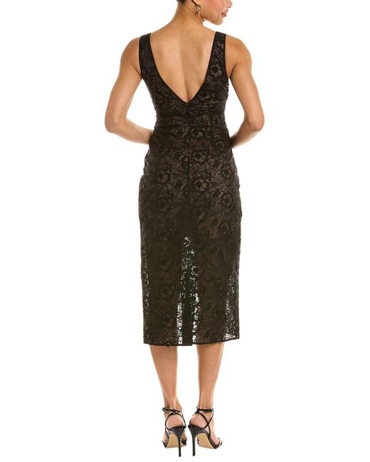 Zac Posen Black Embroidered Lace Organza Sheath Dress
