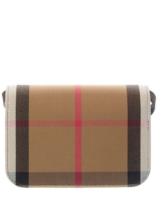 Burberry Brown Check Canvas & Leather Crossbody
