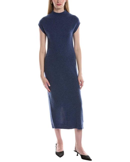 Philosophy Blue Funnel Neck Cashmere Midi Sweaterdress