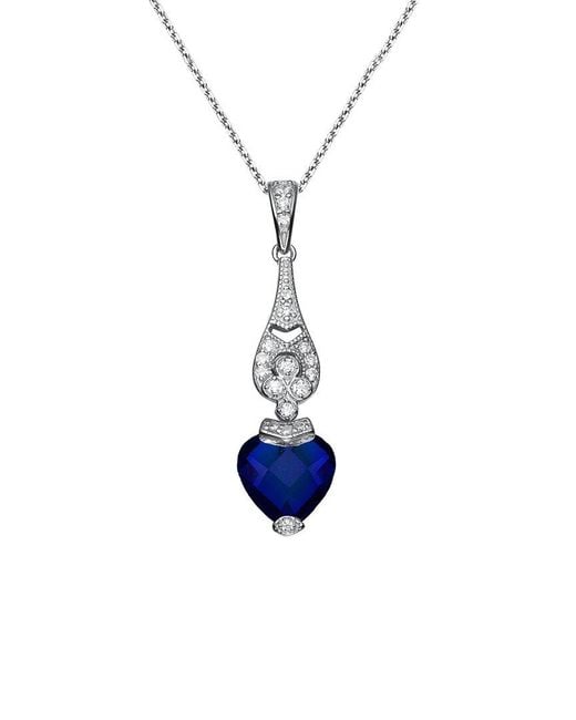 Genevive Jewelry Blue Silver Pendant Necklace