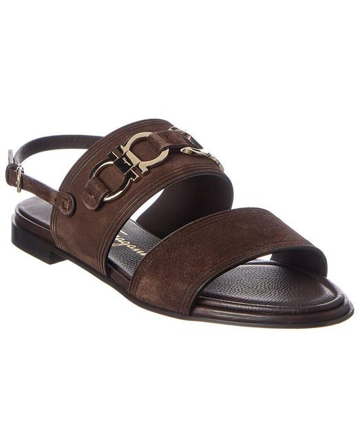 Ferragamo Brown Chaim Suede Sandal