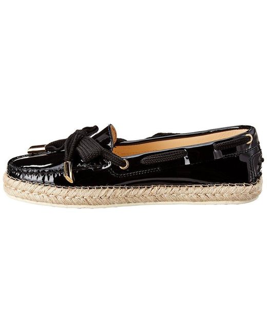 Tod's Black Tipped Bow Patent Espadrille