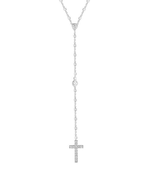 Glaze Jewelry White Rhodium Plated Cz Cross Lariat Necklace